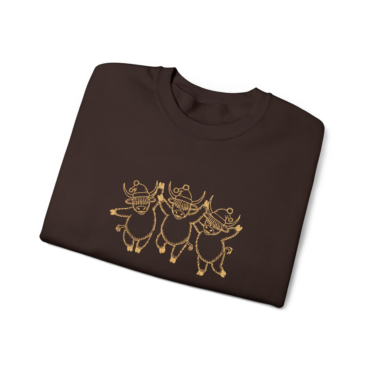 Highland Cow Christmas Sweatshirt Embroidered Holiday Pullover Scotland Christmas Top Cute Winter