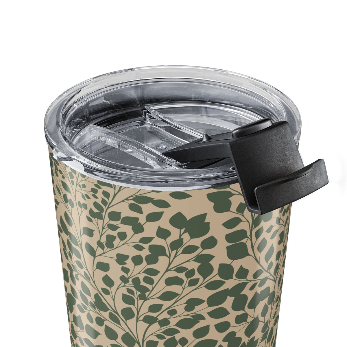 Botanical Tumbler For Plant Lover Gift Sage Green Travel Mug For Coffee Lover Leaf Print Insulated – product image 3