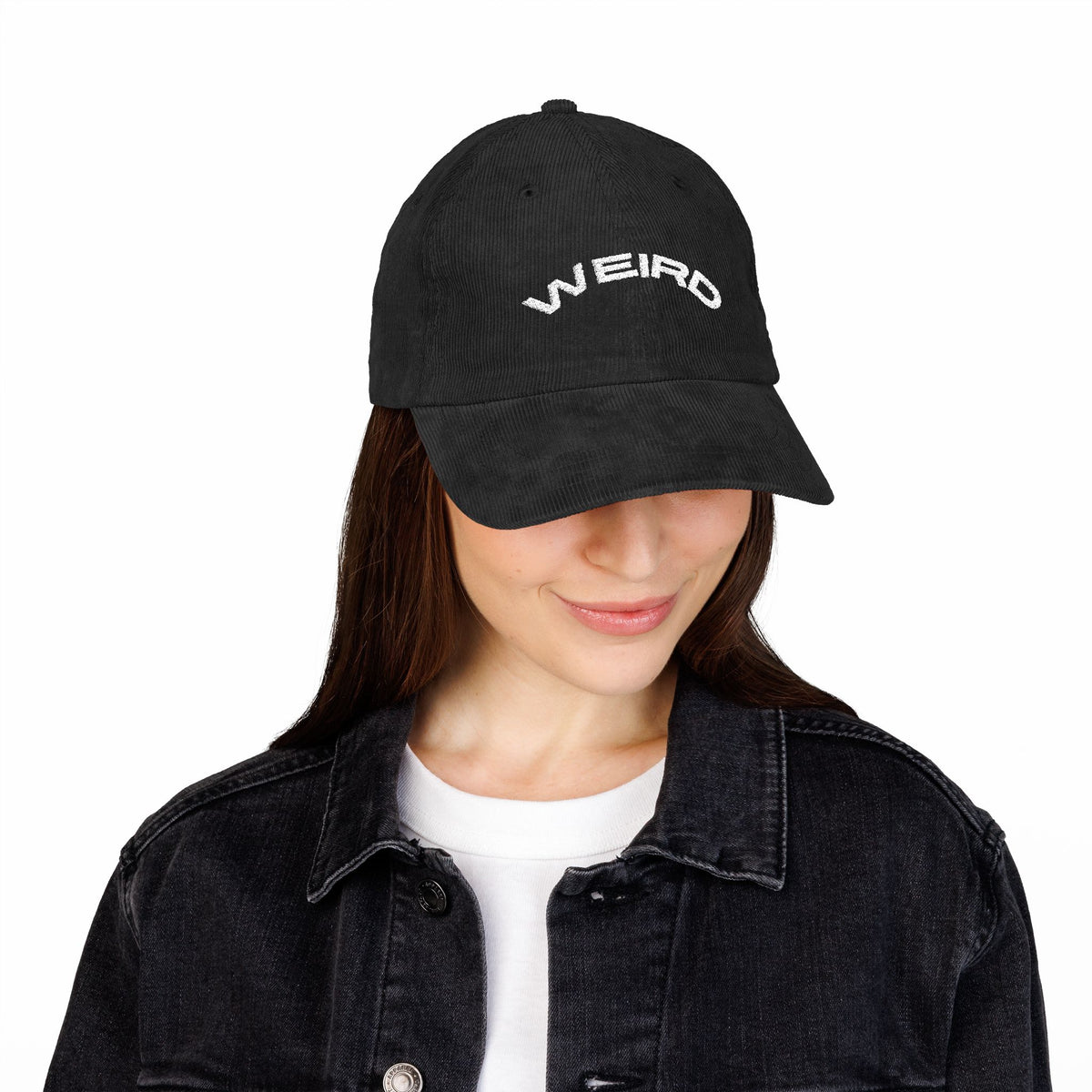 Embroidered Hat Gift For Him Minimal Text Corduroy Cap Bold Statement Streetwear Aesthetic Outfit – product image 5