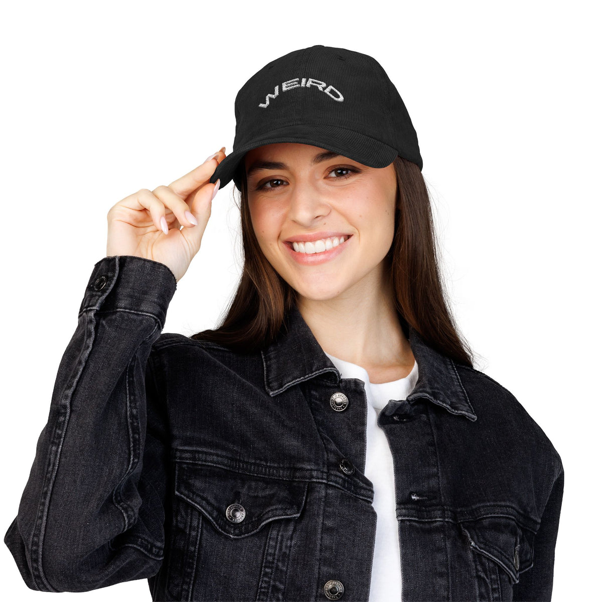 Embroidered Hat Gift For Him Minimal Text Corduroy Cap Bold Statement Streetwear Aesthetic Outfit – product image 6