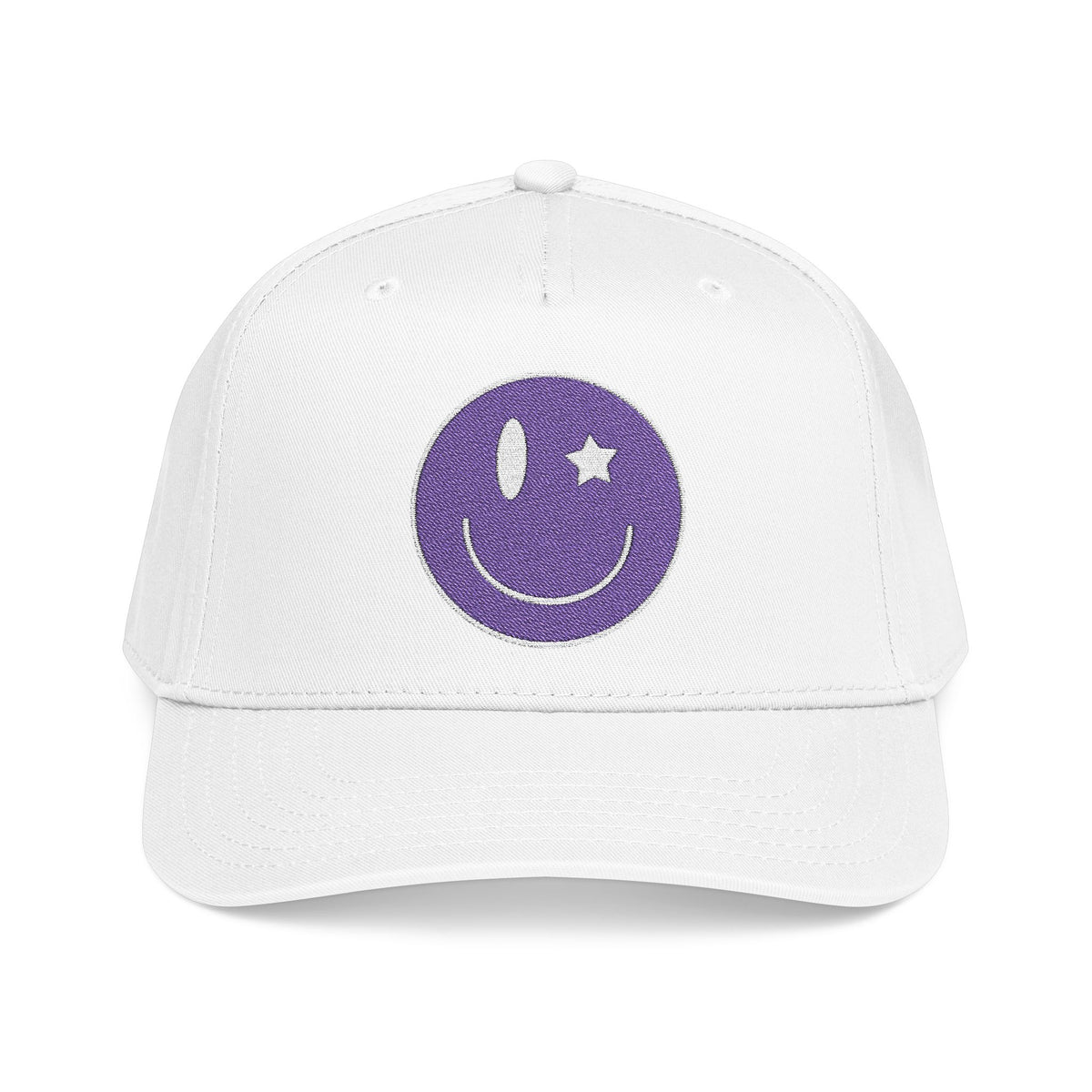 Purple Smiley Face Cap For Summer Embroidered Hat Cute Y2K Aesthetic Baseball Cap Retro Streetwear