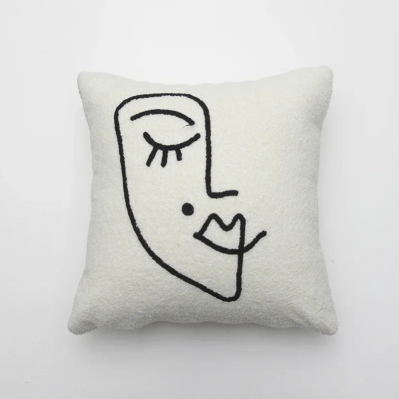 Lambswool style embroidered 45x45cm Nordic cushion cover main product view