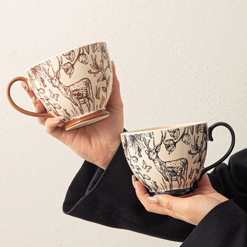 Large Capacity Ceramic Coffee Mug Couple Set for Milk Oatmeal product image 3