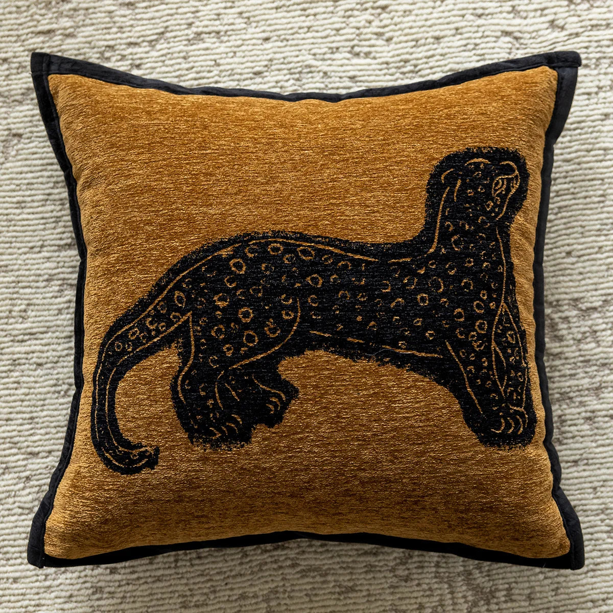 45 x 45cm leopard pattern pillow cover with jacquard style texture