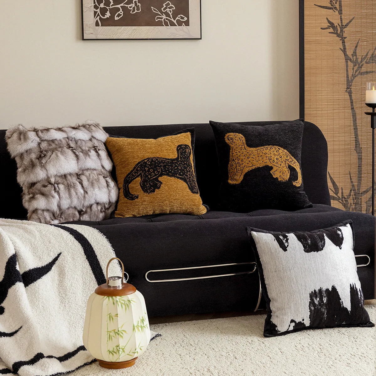Decorative leopard pillowcase for bold layered sofa arrangements