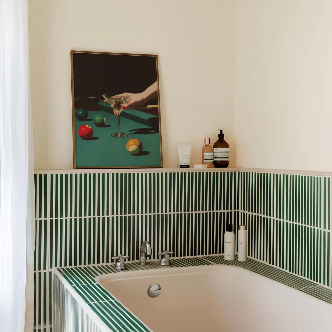 Martini Pool Table cotton canvas wall art shown in product image 2