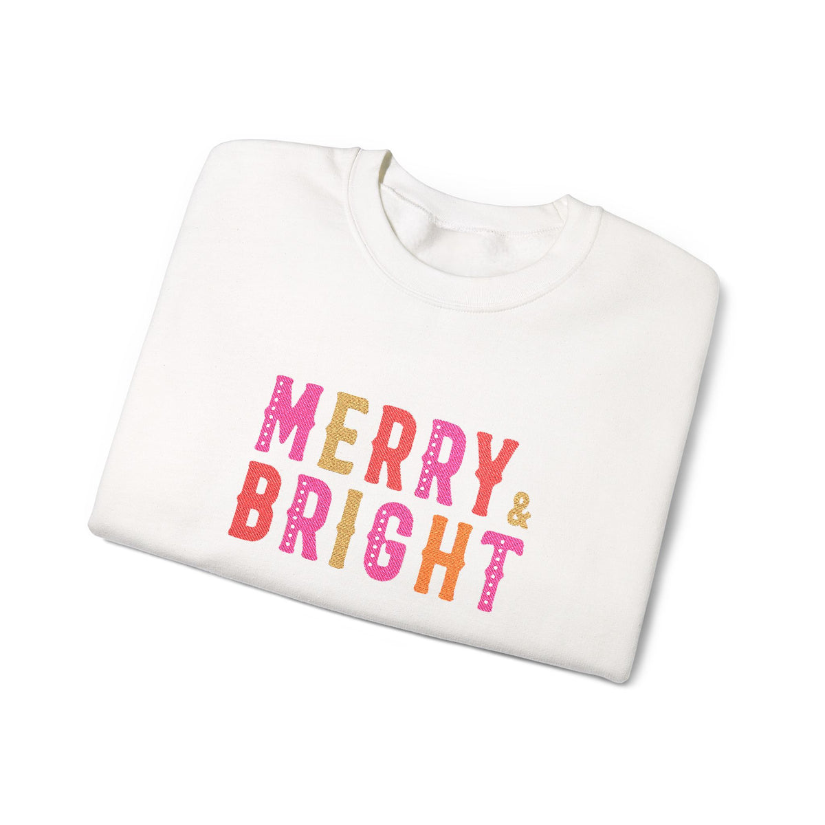 Merry & Bright Embroidered Christmas Sweatshirt For Women Cozy Holiday Crewneck Sister Cute Festive
