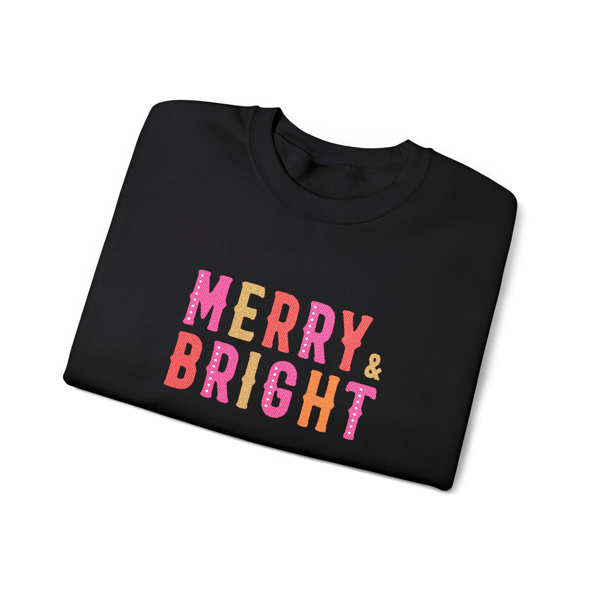 Merry & Bright Embroidered Christmas Sweatshirt For Women Cozy Holiday Crewneck Sister Cute Festive – product image 2