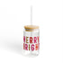 Merry Bright Glass Cup Gift For Cousin Christmas Sipper Present For Teacher Bamboo Lid Tumbler Cute