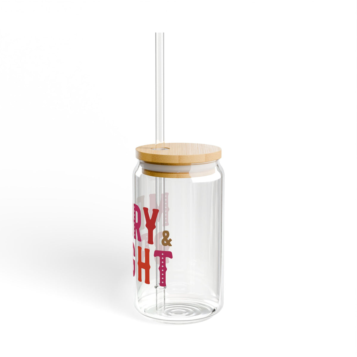 Merry Bright Glass Cup Gift For Cousin Christmas Sipper Present For Teacher Bamboo Lid Tumbler Cute – product image 4