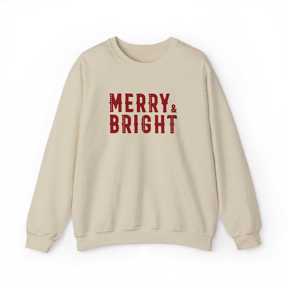 Merry Bright Sweatshirt Gift For Girlfriend Christmas Crewneck Winter Present For Mom Festive Letter – product image 8