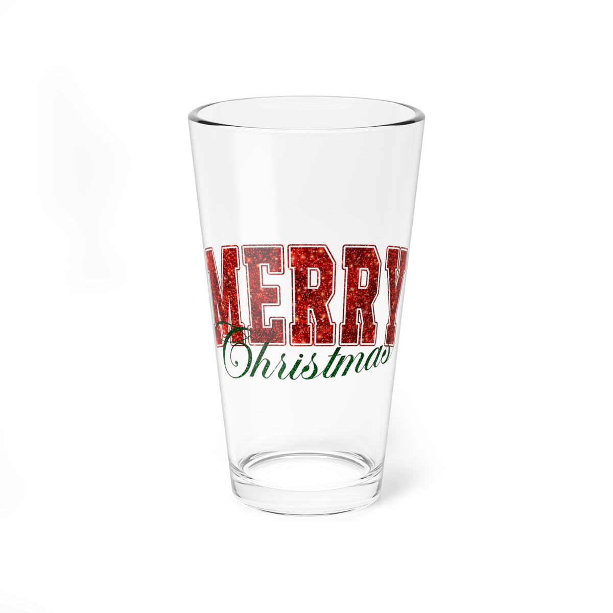 Merry Christmas Script Pint Glass Couple Gift Holiday Barware Host Present Festive Mixing Cup Winter