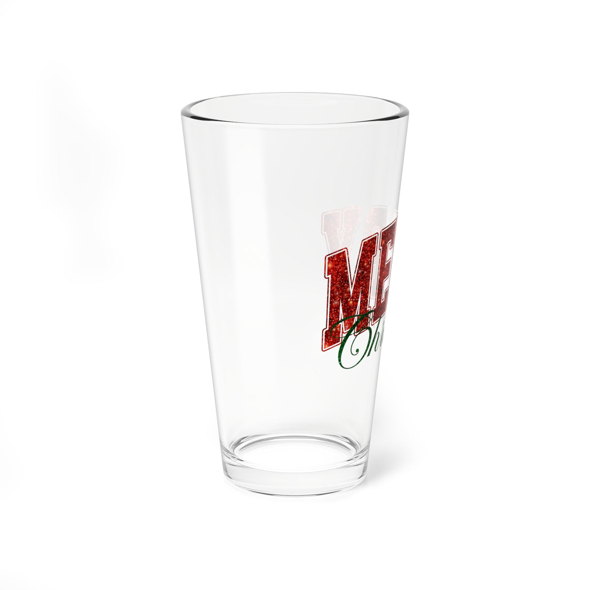 Merry Christmas Script Pint Glass Couple Gift Holiday Barware Host Present Festive Mixing Cup Winter – product image 2