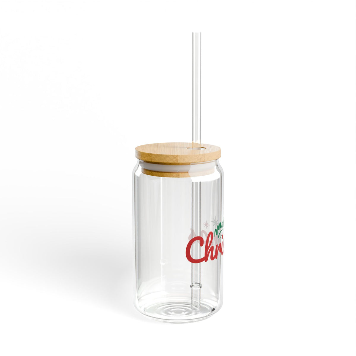 Merry Christmas Sipper Glass Gift For Cousin Holiday Iced Coffee Cup Present For Mentor Bamboo Lid – product image 3