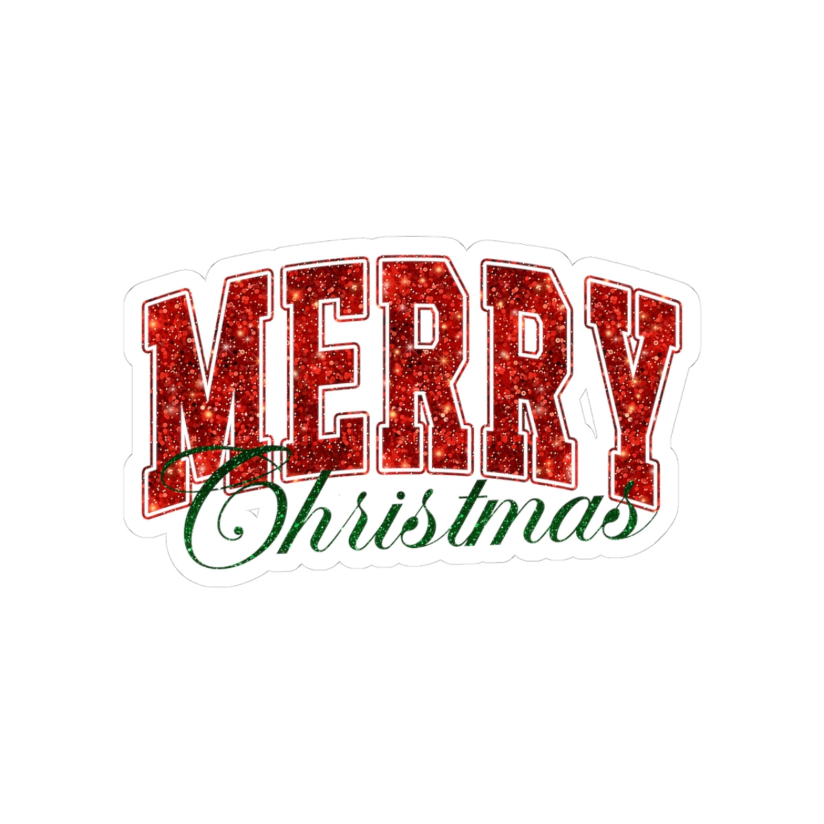 Merry Christmas Sticker Gift For Coworker Red Glitter Vinyl Decal Holiday Laptop Journal Accent