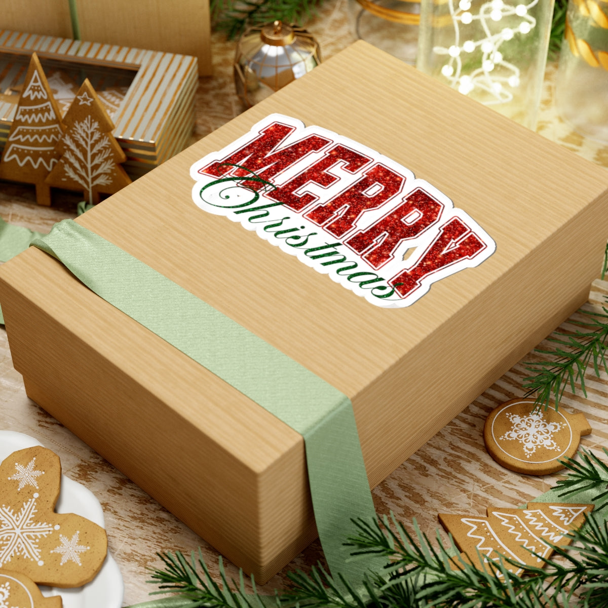 Merry Christmas Sticker Gift For Coworker Red Glitter Vinyl Decal Holiday Laptop Journal Accent – product image 9