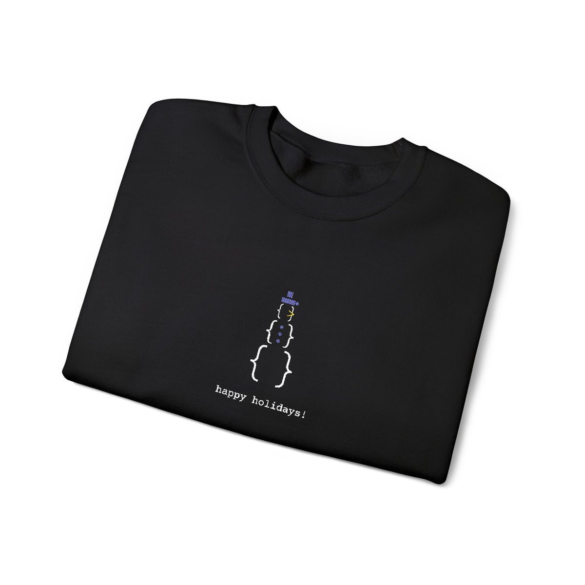 Minimal Black Holiday Sweatshirt Tech Party Outfit For Office Party Embroidered Snowman Crewneck