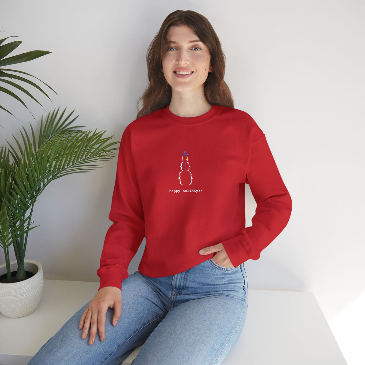 Minimal Black Holiday Sweatshirt Tech Party Outfit For Office Party Embroidered Snowman Crewneck – product image 10