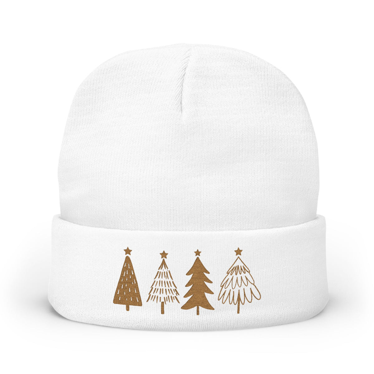 Minimalist Christmas Tree Beanie Stocking Stuffer Idea Embroidered Winter Hat Cozy Holiday Knit Cap