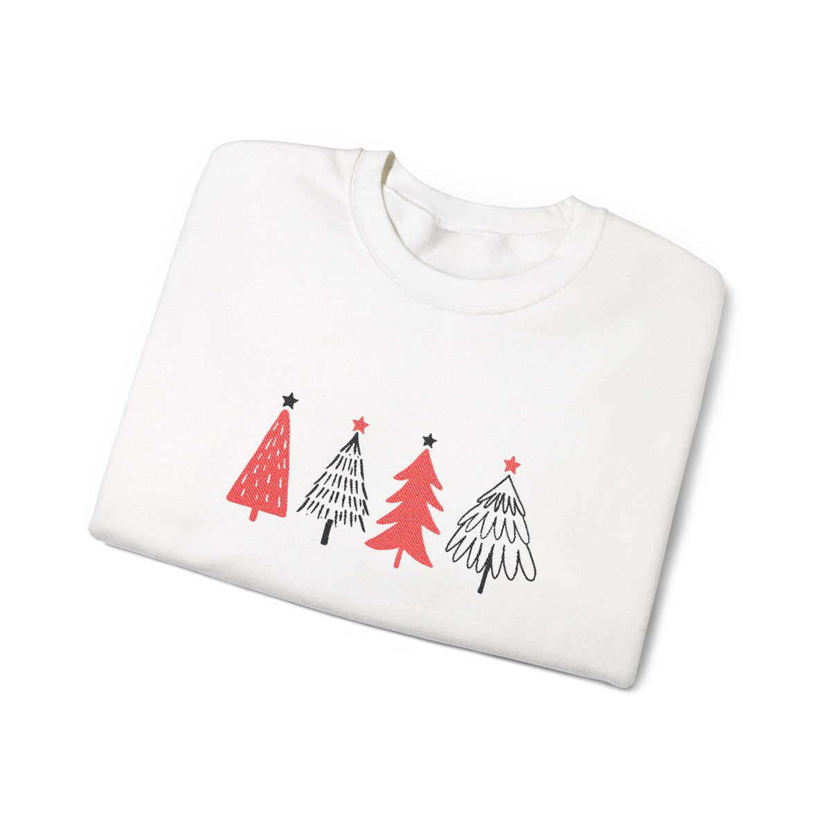 Minimalist Christmas Tree Sweatshirt Embroidered Holiday Crewneck For Matching Family Christmas