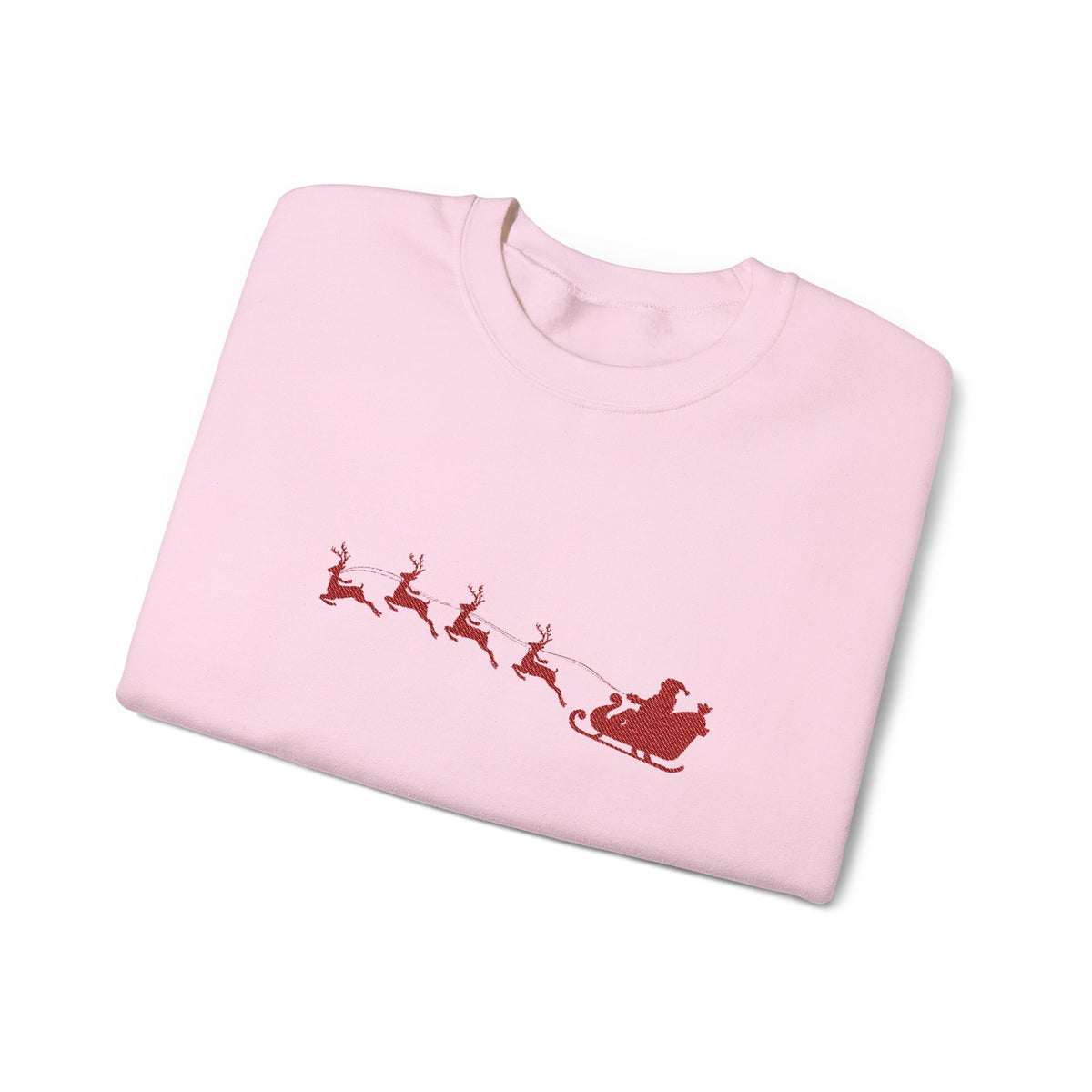 Minimalist Embroidered Christmas Sweatshirt For Woman Top Cozy Santa Sleigh Crewneck Holiday Pullover – product image 3
