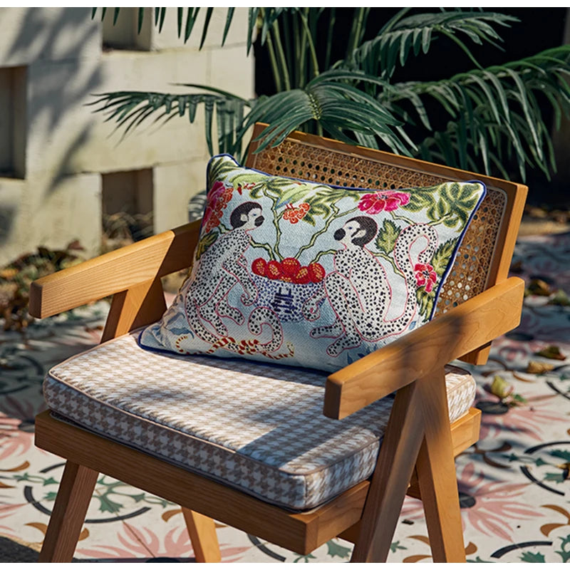 Monkey Botanical Cushion Cover - styled product view