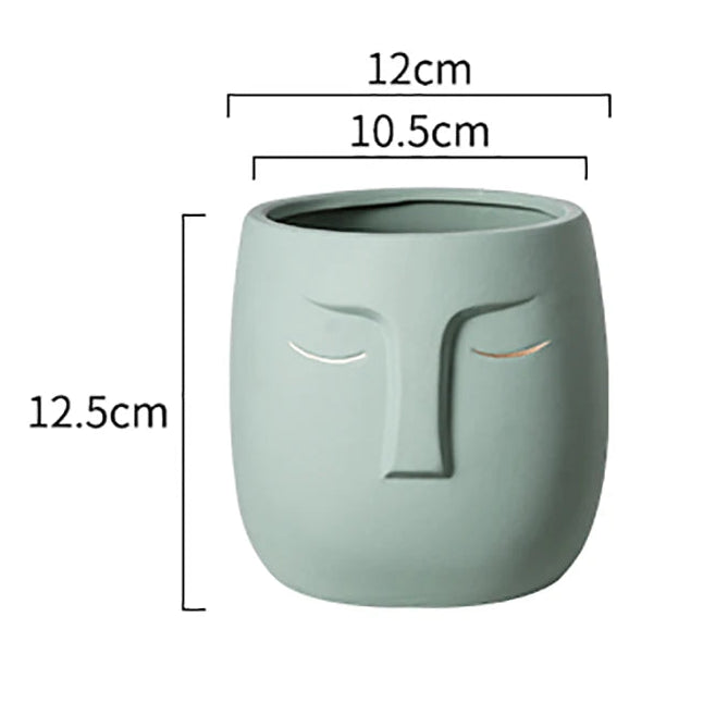Abstract face ceramic vase modern shelf decor