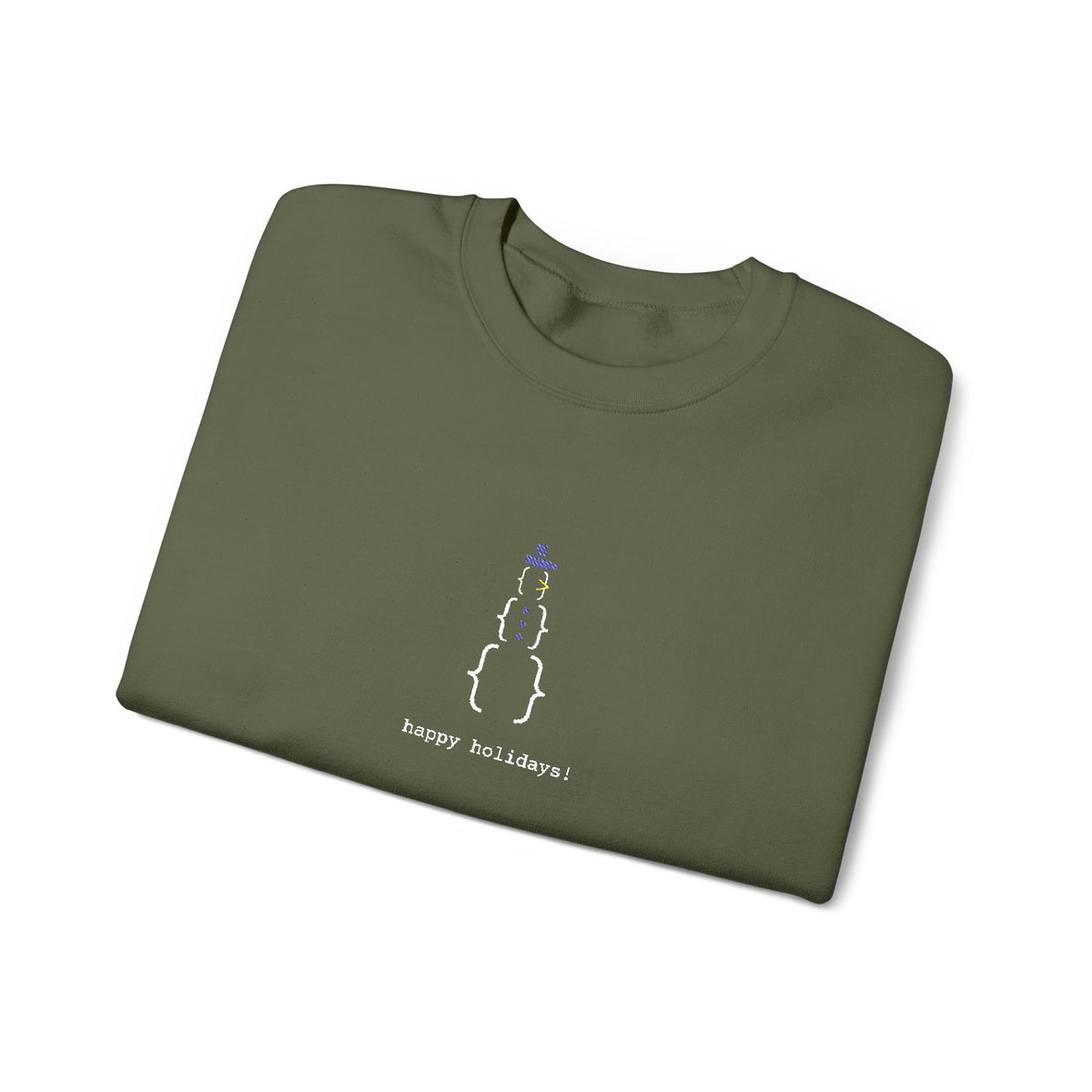 Olive Green Holiday Sweatshirt Embroidered Snowman Crewneck Cozy Cottagecore Winter Sweater Gift for