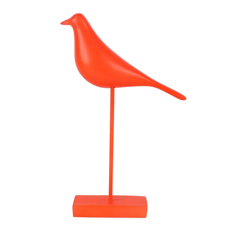 Orange Bird Resin Sculpture - styled product view