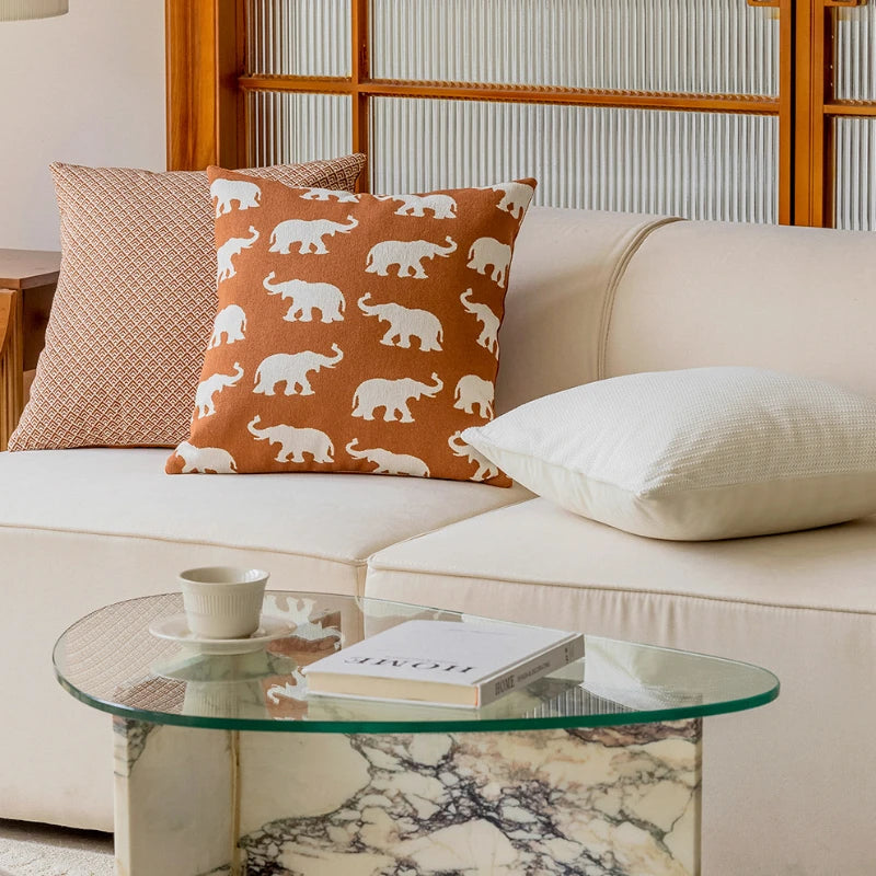 Orange Elephant Cushion Cover - styled product view