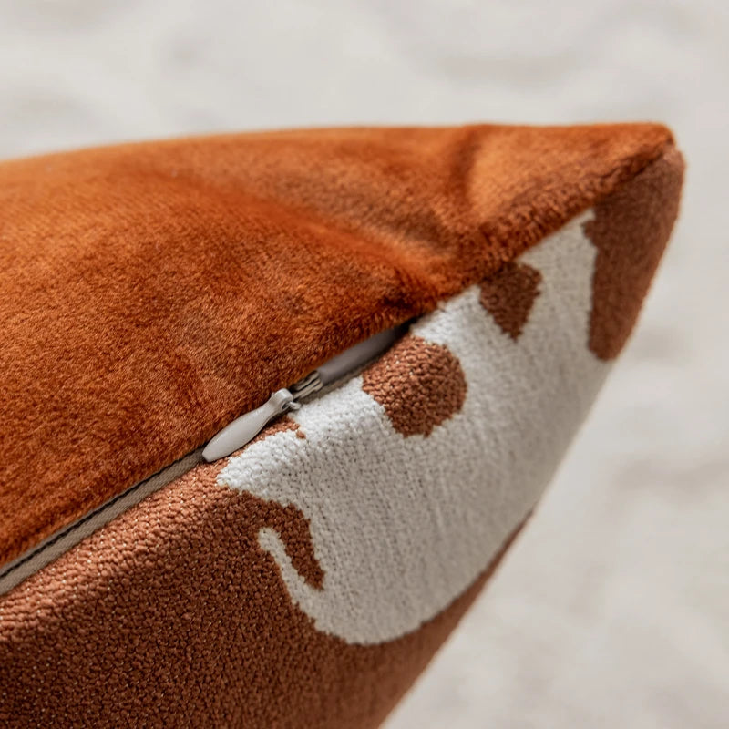 Orange Elephant Cushion Cover - detail view