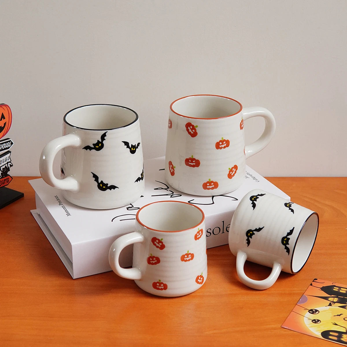 Orange Halloween Ceramic Mug - detail view