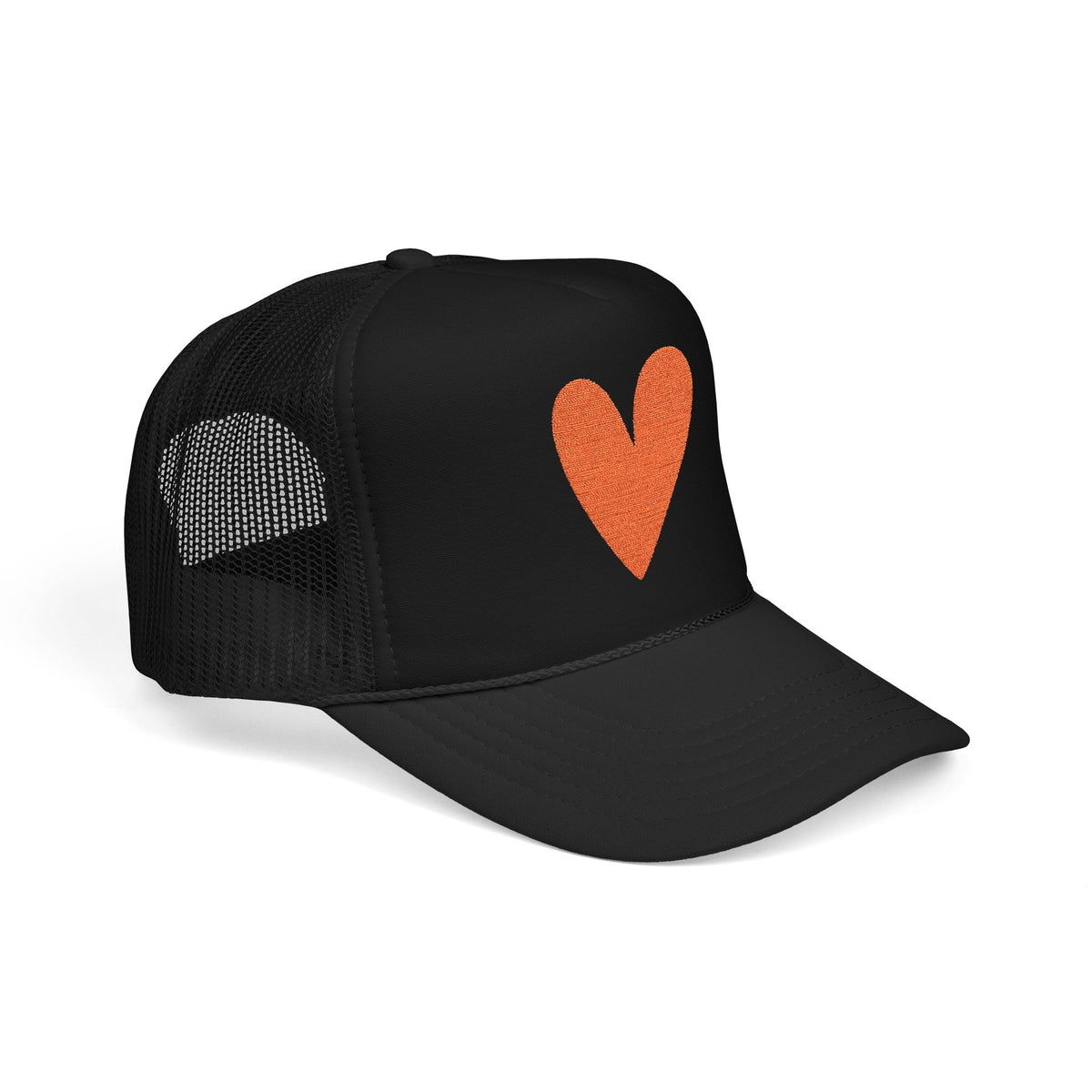 Orange Heart Trucker Hat Embroidered Foam Cap Mesh Snapback Summer Streetwear Gift For Best Friend