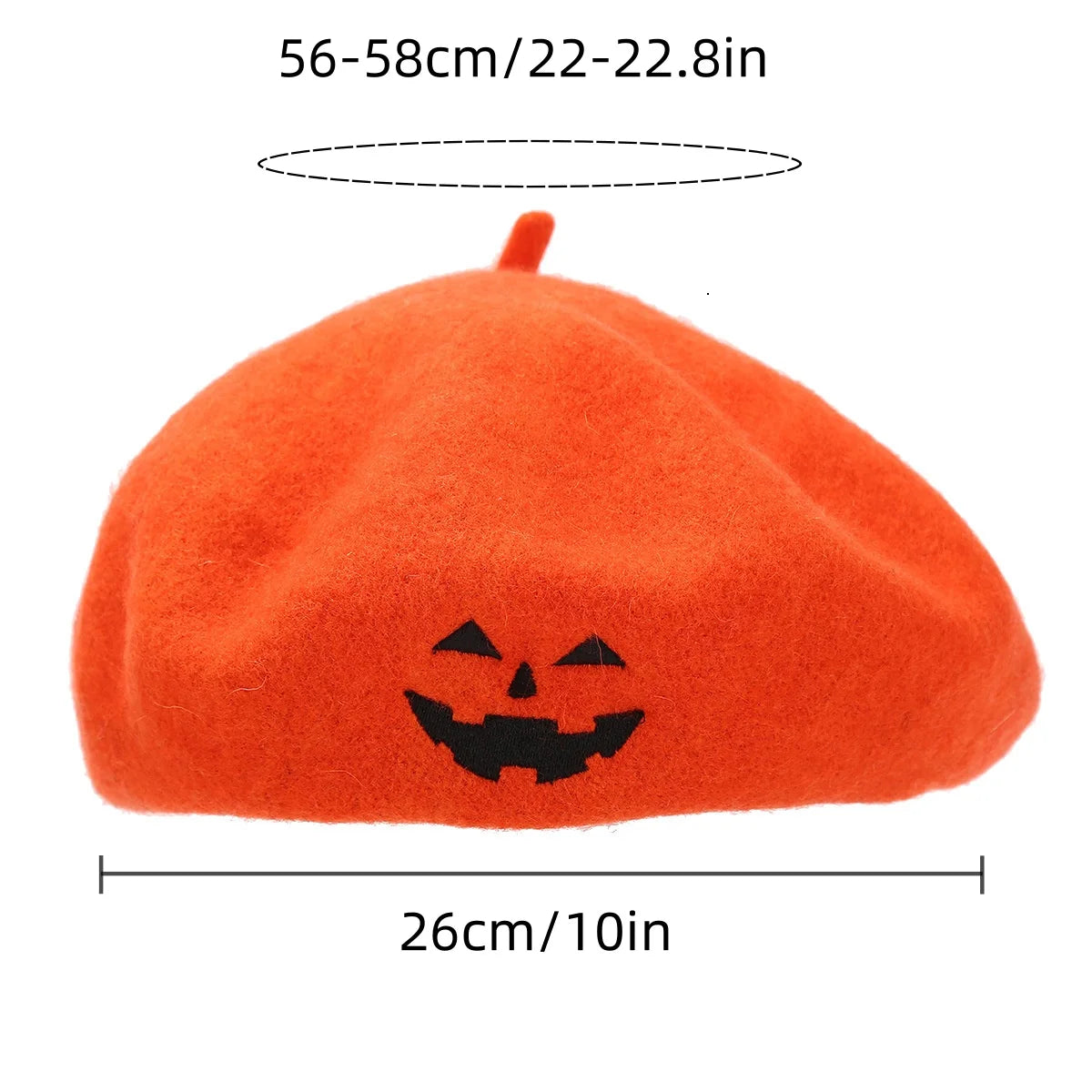 Orange Skull Embroidered Beret - detail view