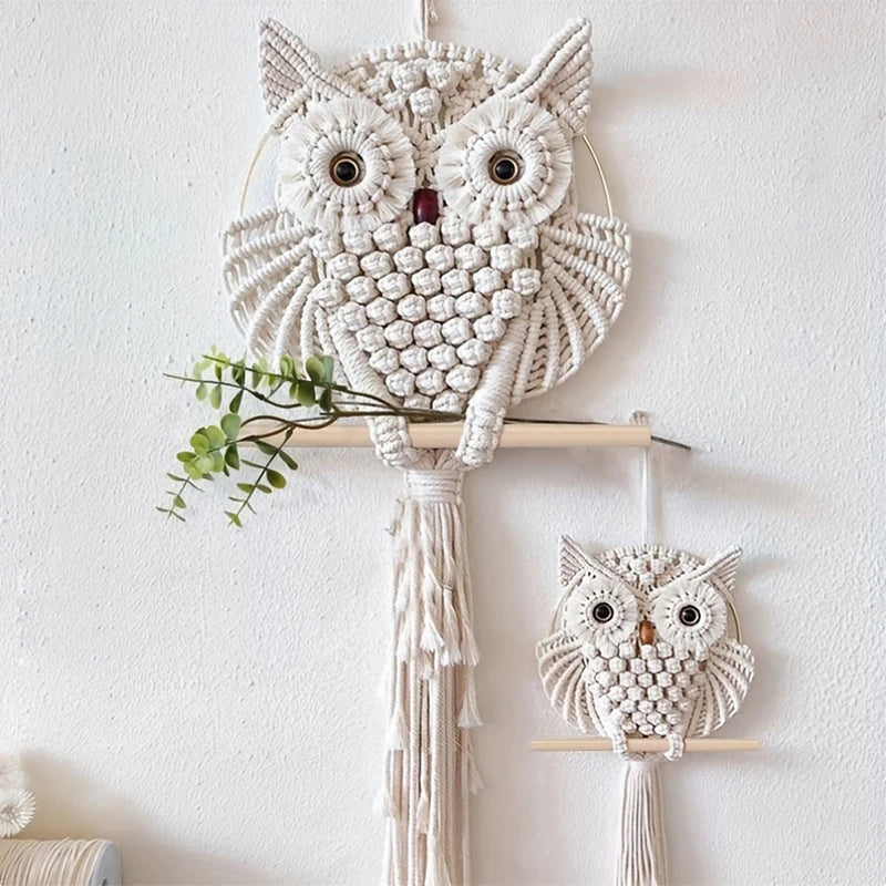 Owl Macrame Wall Hanging - alternate product view
