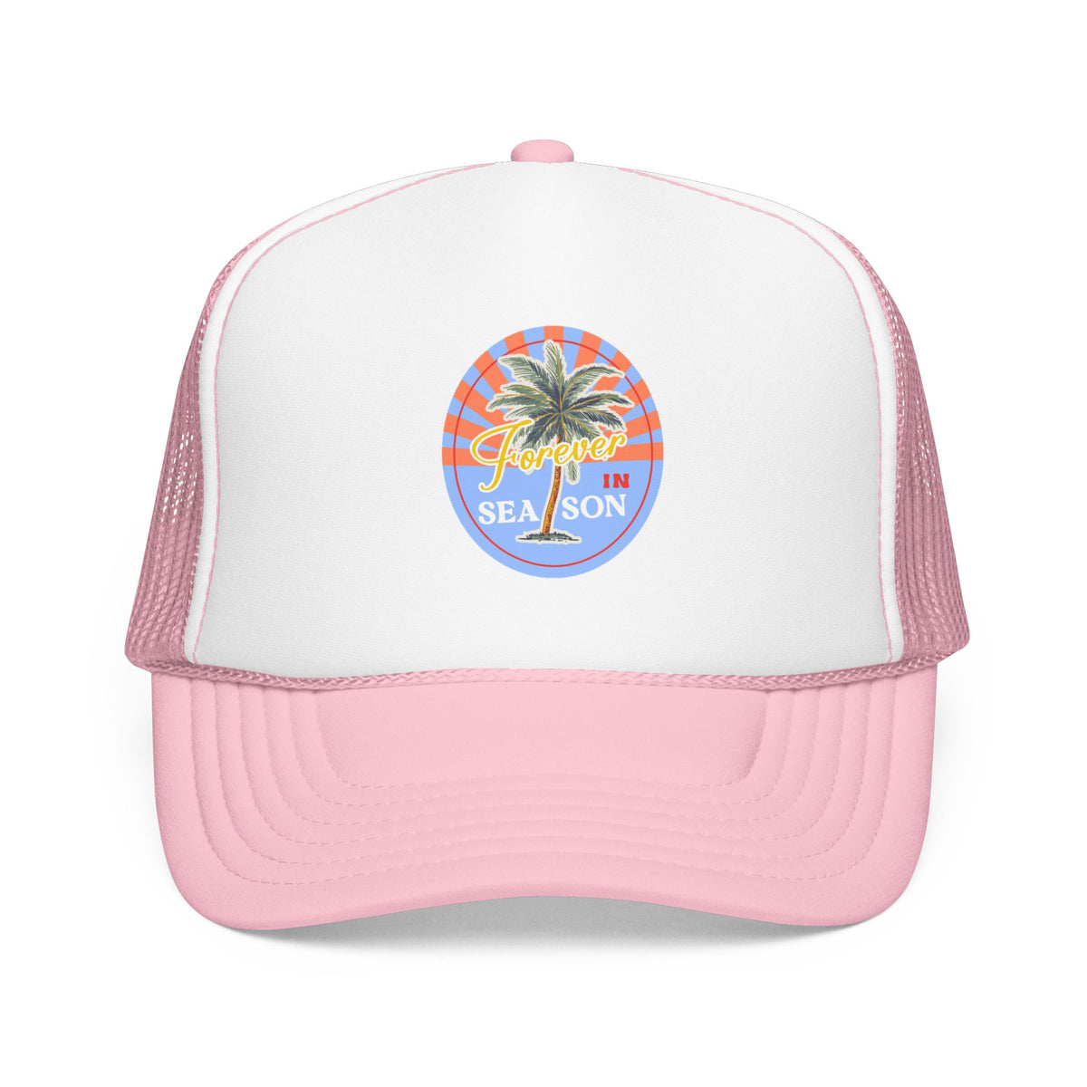 Palm Beach Trucker Hat For Girlfriend Retro Tropical Cap Coastal Vacation Headwear Mesh Snapback For