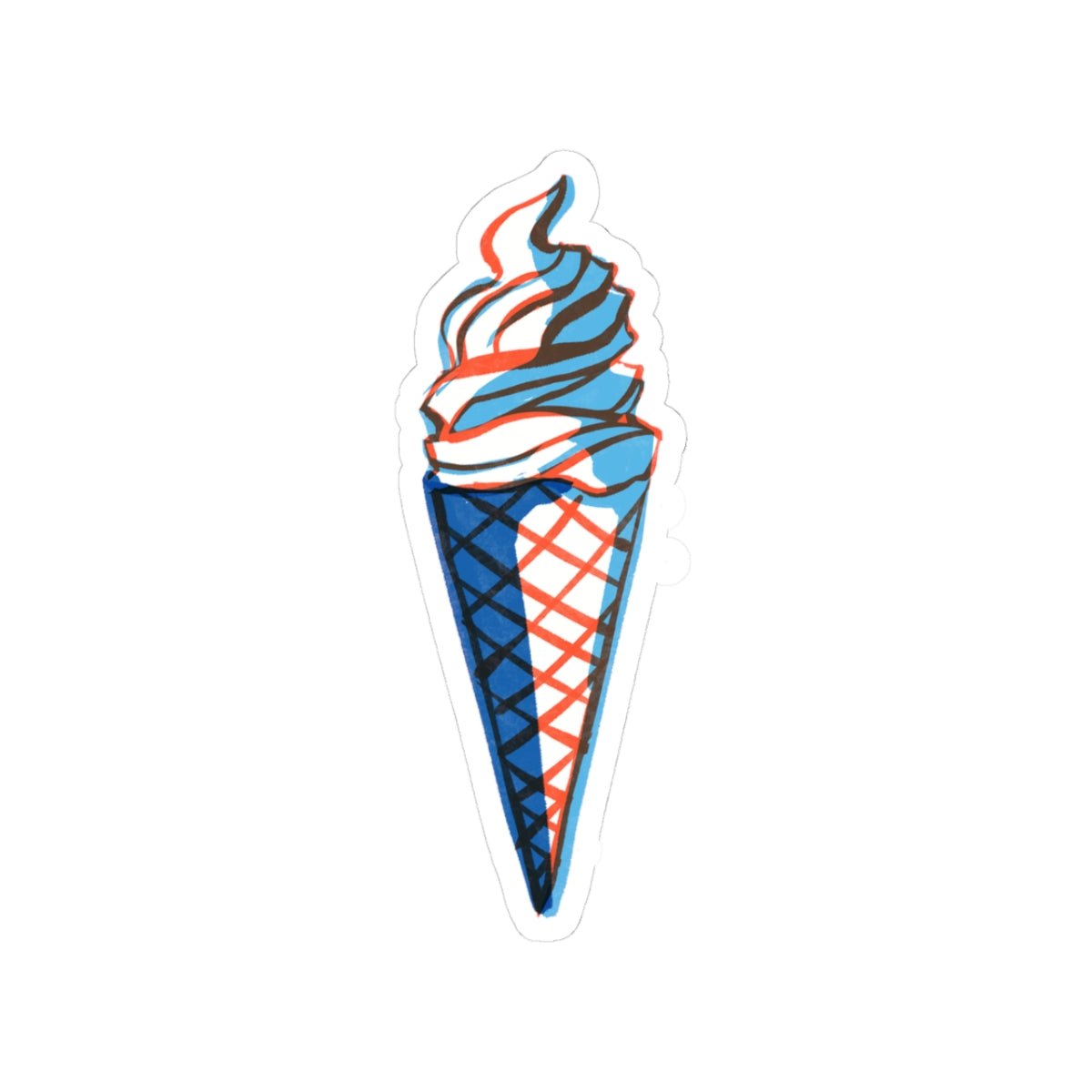 Patriotic Ice Cream Sticker for Summer Fun Decal Red White Blue USA Gift for Kids Sticker for Adults