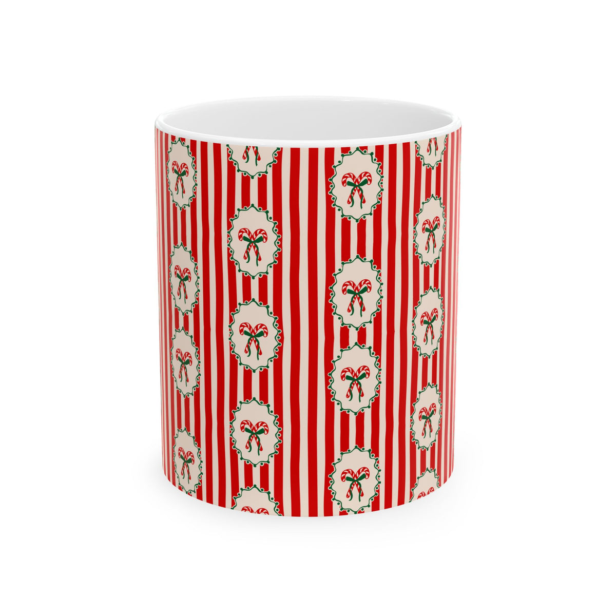 Pattern Christmas Mug Gift For Mom Candy Cane Coffee Cup Present For Sister Red Striped Ceramic Drinkware – product image 2