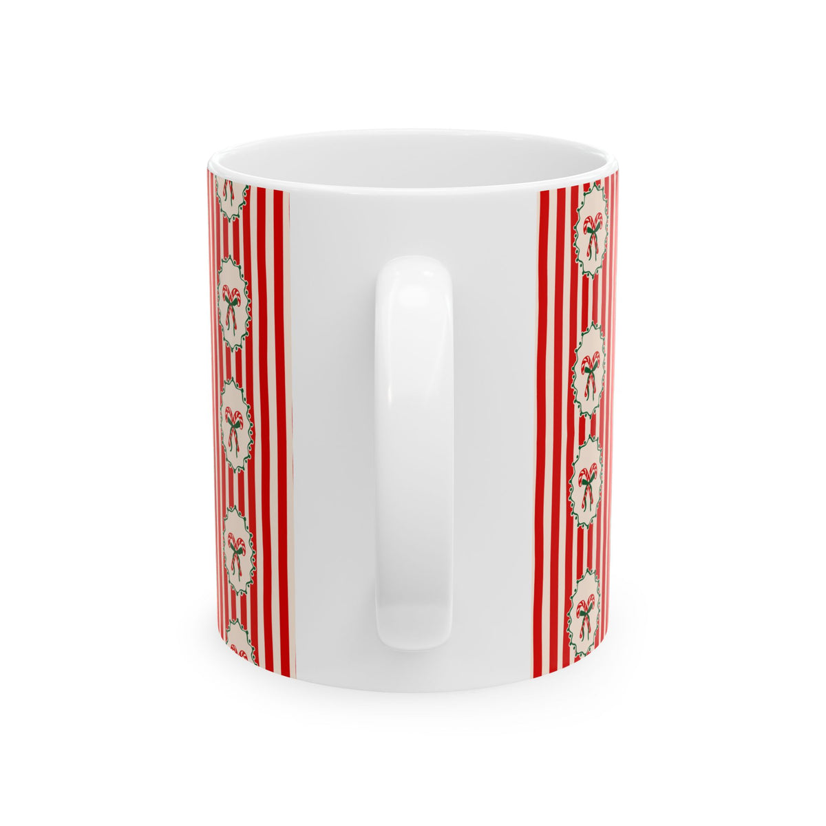 Pattern Christmas Mug Gift For Mom Candy Cane Coffee Cup Present For Sister Red Striped Ceramic Drinkware – product image 3