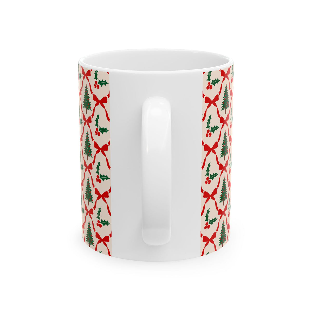 Pattern Christmas Mug Gift For Mom Tree Holly Coffee Cup Present For Sister Red Bow Ceramic Holiday – product image 2
