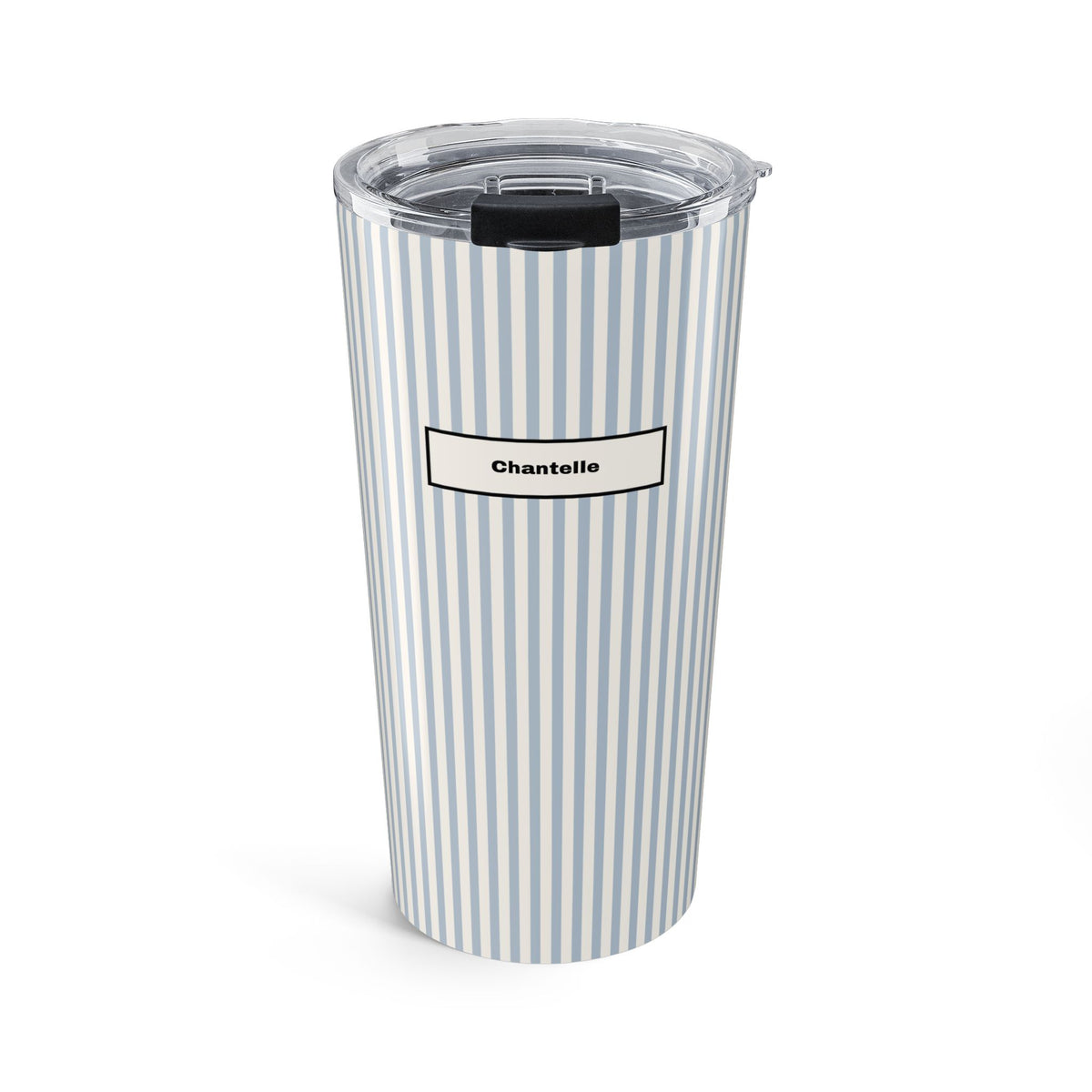 Personalized Tumbler Present For Her Custom Drinkware Friend Mug Blue Stripe Coworker Keepsake Travel