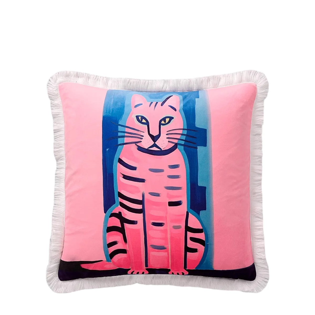 Pink Cat Tassel Velvet Cushion Cover - alternate product view