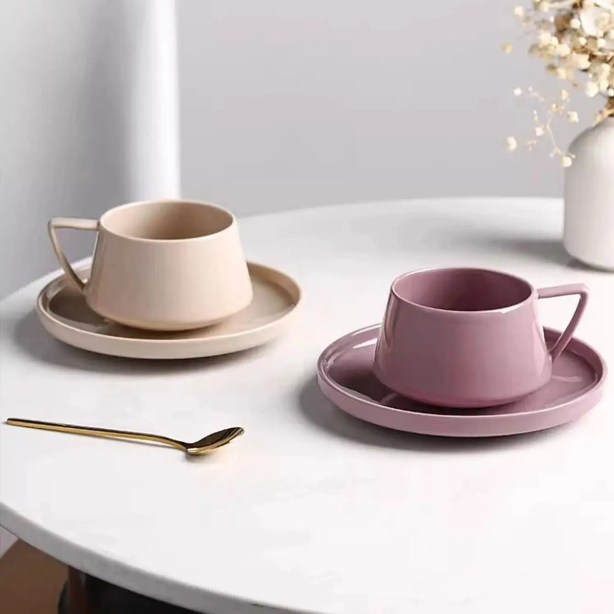 Pink Ceramic Cup And Saucer Set - alternate product view