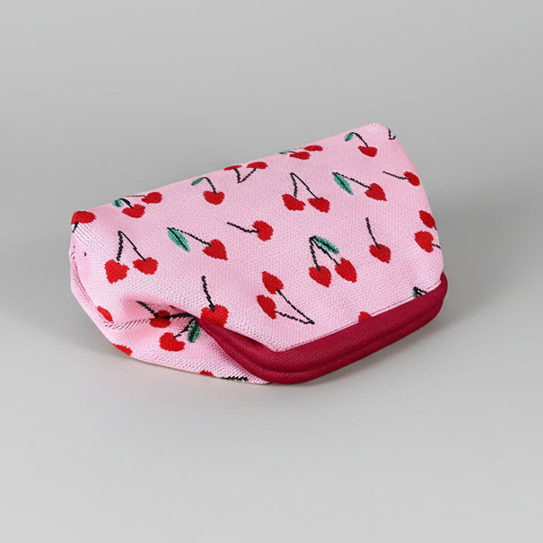 Pink Cherry Knitted Cosmetic Bag - alternate product view