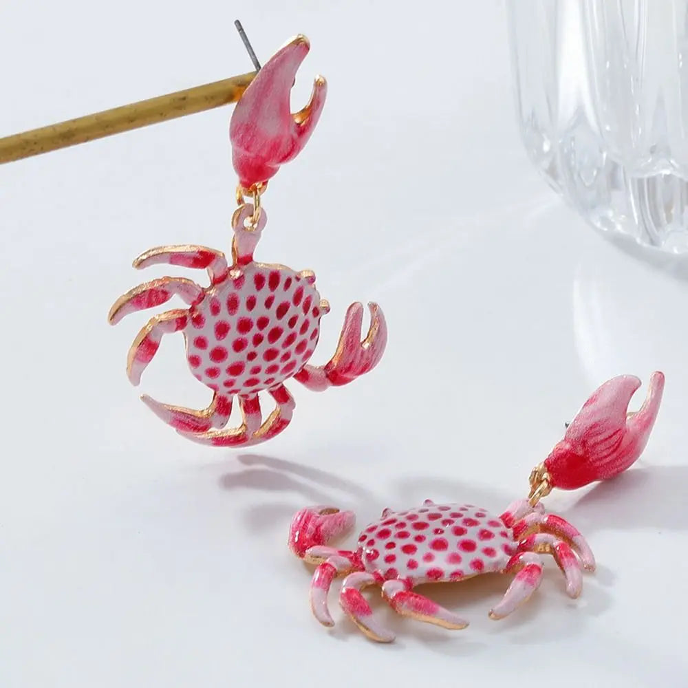 Pink Crab Drop Earrings - alternate product view