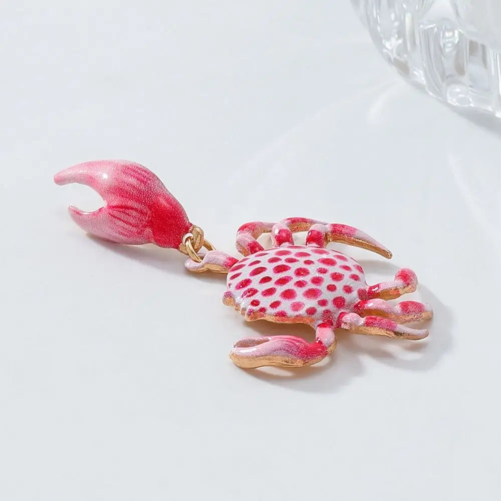 Pink Crab Drop Earrings - detail view