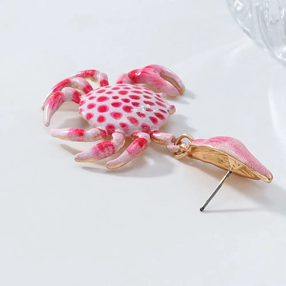 Pink Crab Drop Earrings - lifestyle view