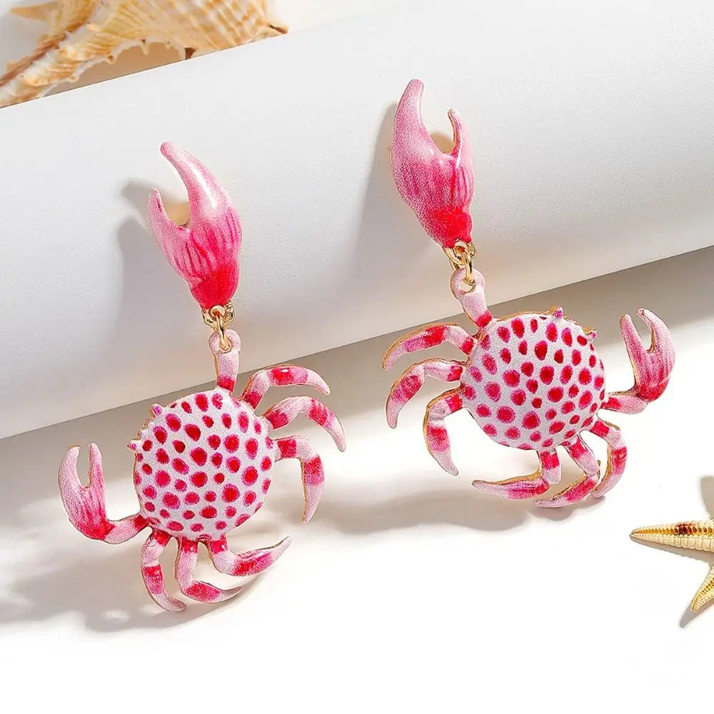 Pink Crab Drop Earrings - additional product view