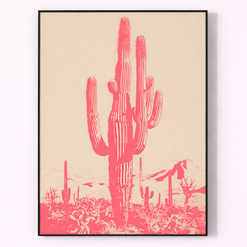 Pink Desert Cactus Wall Art - main product view