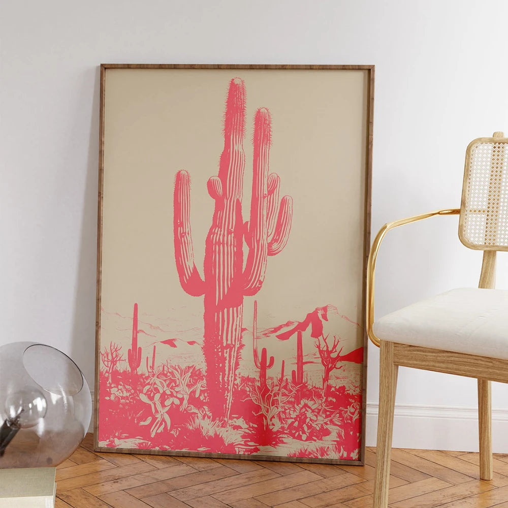 Pink Desert Cactus Wall Art - alternate product view